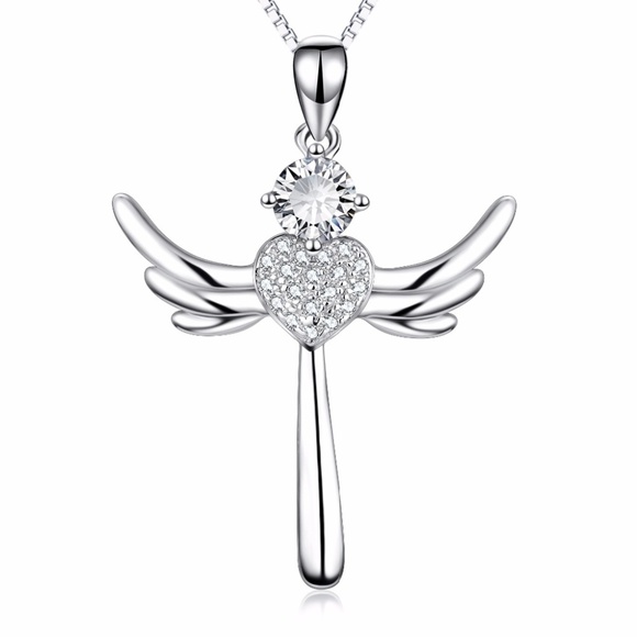 Sterling silver angel cross pendant BRAND NEW. - Picture 1 of 3